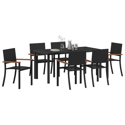 Set da Pranzo per Giardino 7 pcs Nero