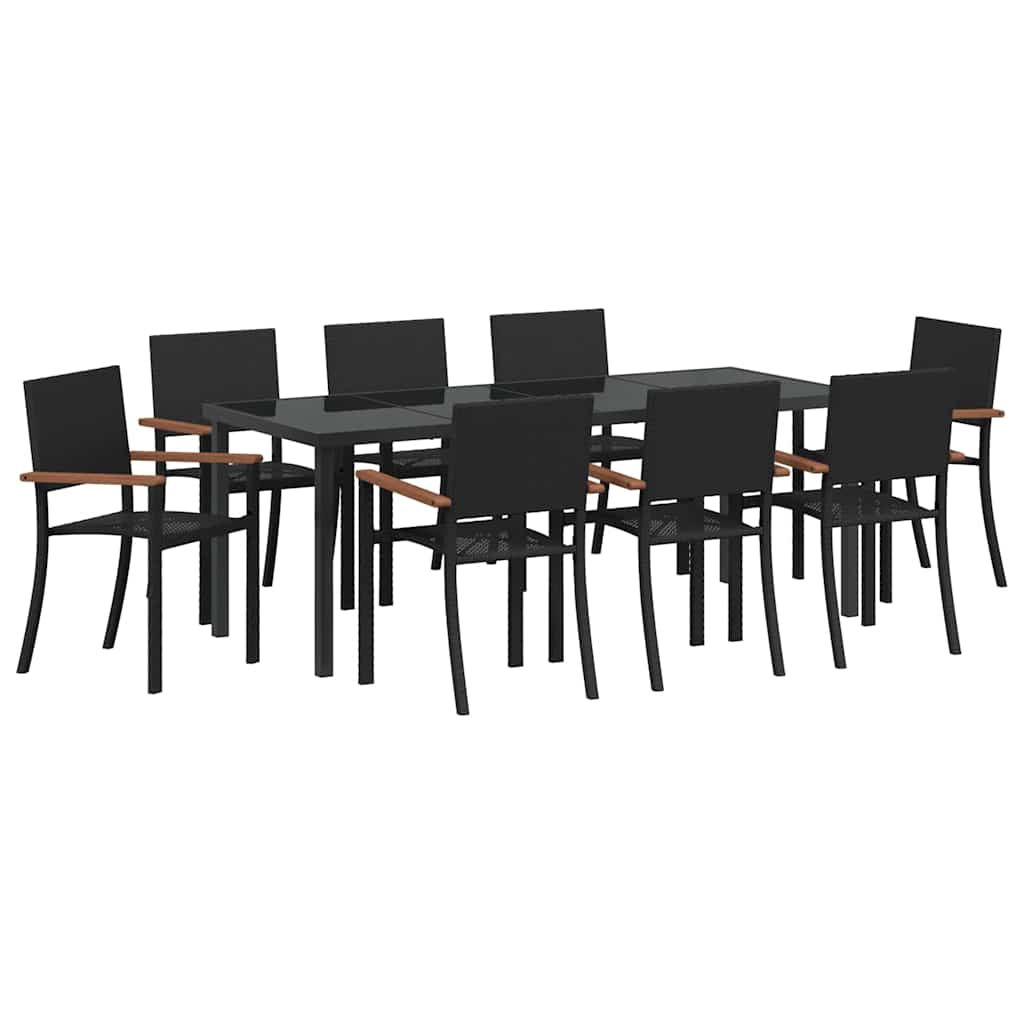 Set da Pranzo per Giardino 9 pcs Nero
