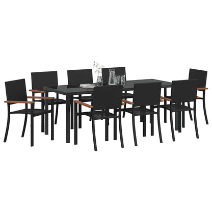 Set da Pranzo per Giardino 9 pcs Nero