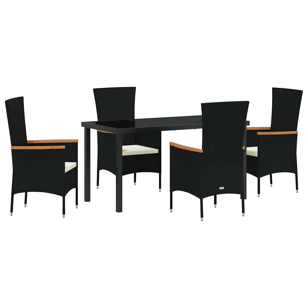 Set da Pranzo per Giardino con cuscino 5 pcs Nero
