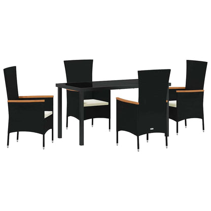 Set da Pranzo per Giardino con cuscino 5 pcs Nero