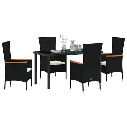 Set da Pranzo per Giardino con cuscino 5 pcs Nero