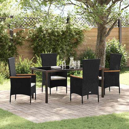 Set da Pranzo per Giardino con cuscino 5 pcs Nero