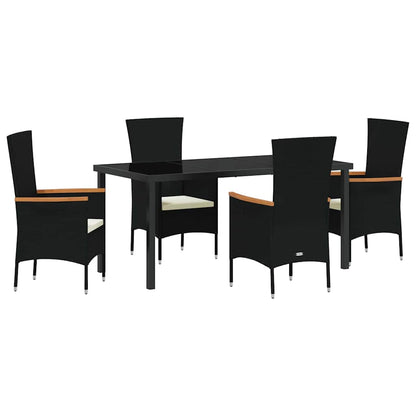 Set da Pranzo per Giardino con cuscino 5 pcs Nero