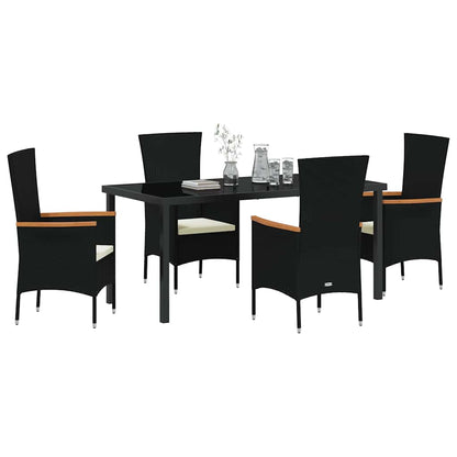 Set da Pranzo per Giardino con cuscino 5 pcs Nero