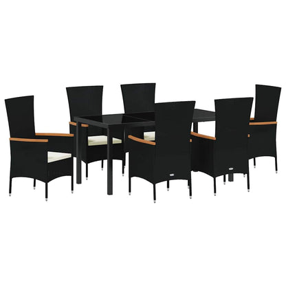 Set da Pranzo per Giardino con cuscino 7 pcs Nero