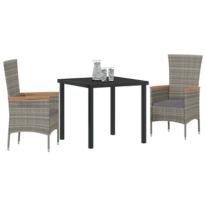 Set da Pranzo per Giardino con cuscino 3 pcs Grigio