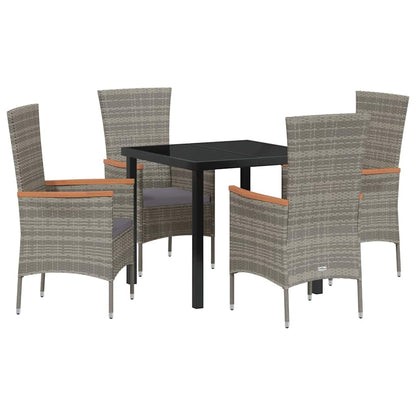 Set da Pranzo per Giardino con cuscino 5 pcs Grigio