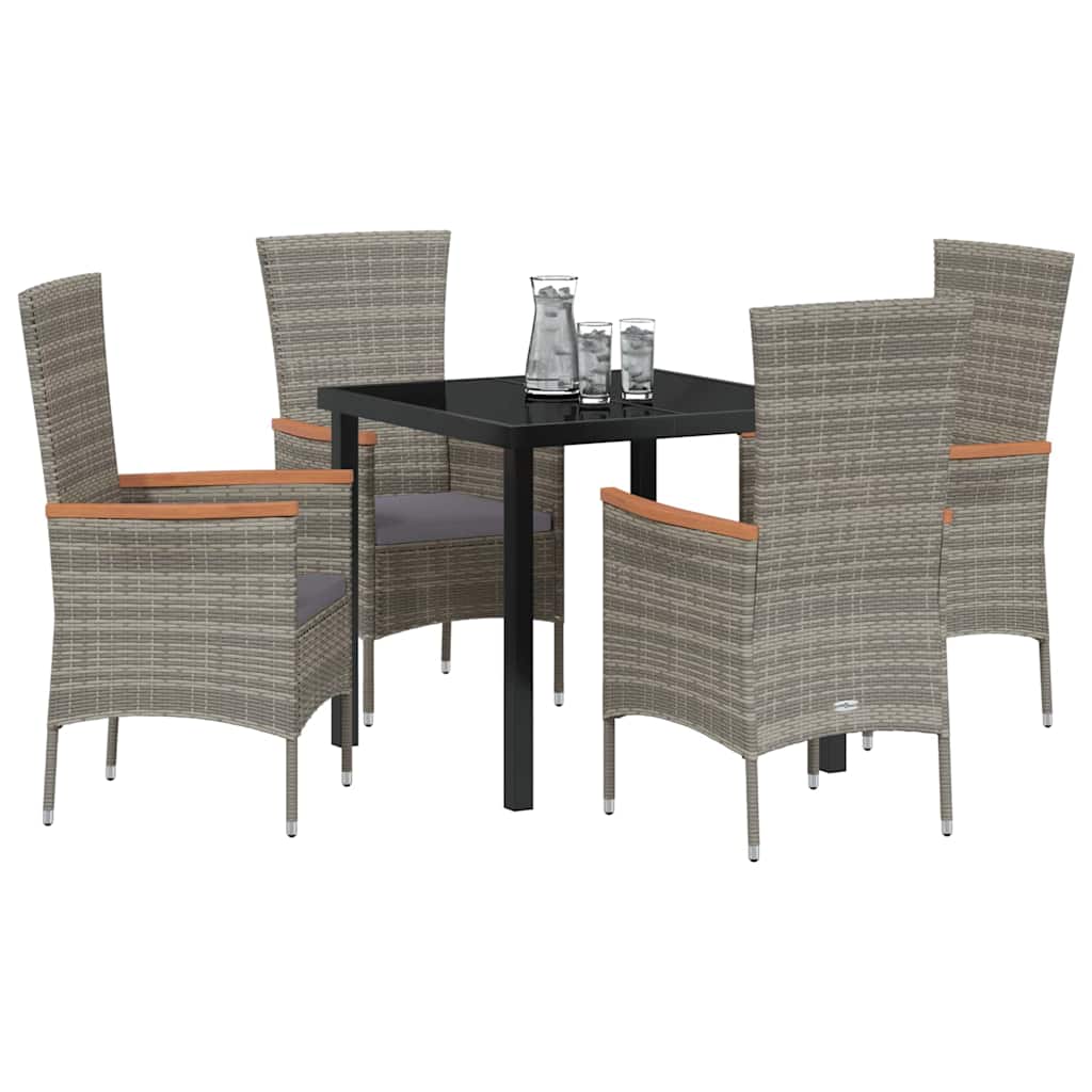 Set da Pranzo per Giardino con cuscino 5 pcs Grigio