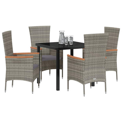 Set da Pranzo per Giardino con cuscino 5 pcs Grigio