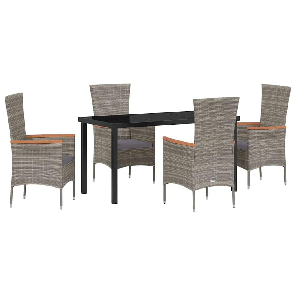 Set da Pranzo per Giardino con cuscino 5 pcs Grigio
