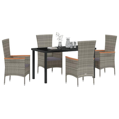 Set da Pranzo per Giardino con cuscino 5 pcs Grigio