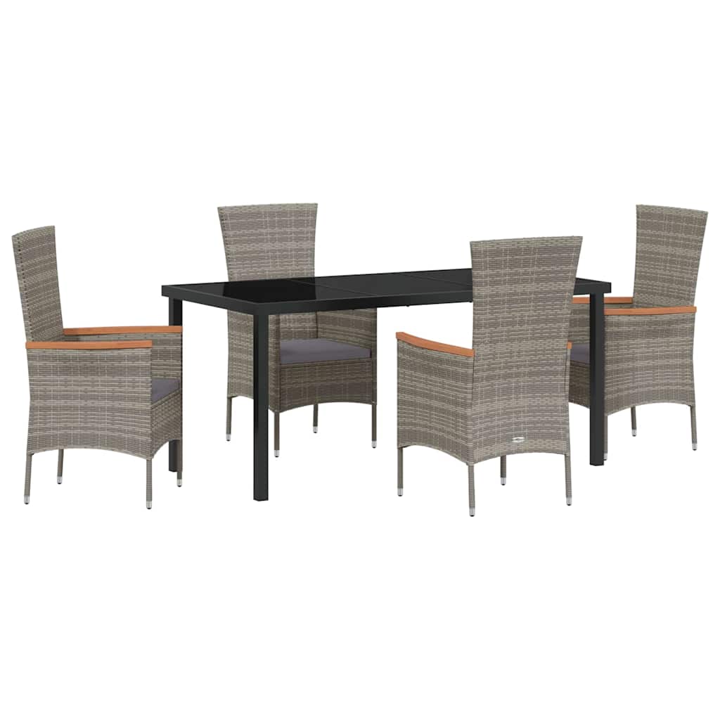Set da Pranzo per Giardino con cuscino 5 pcs Grigio