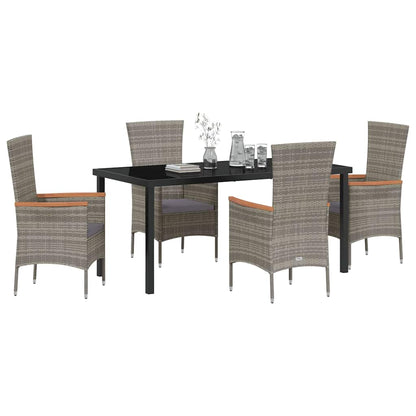 Set da Pranzo per Giardino con cuscino 5 pcs Grigio