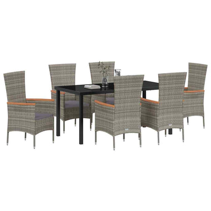 Set da Pranzo per Giardino con cuscino 7 pcs Grigio