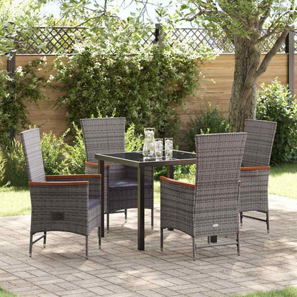Set da Pranzo per Giardino con cuscino 5 pcs Grigio