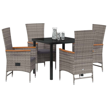 Set da Pranzo per Giardino con cuscino 5 pcs Grigio