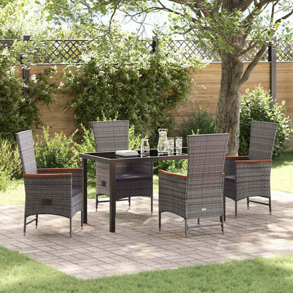 Set da Pranzo per Giardino con cuscino 5 pcs Grigio