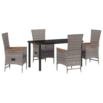 Set da Pranzo per Giardino con cuscino 5 pcs Grigio