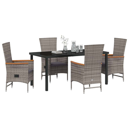 Set da Pranzo per Giardino con cuscino 5 pcs Grigio