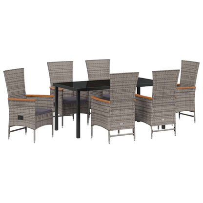 Set da Pranzo per Giardino con cuscino 7 pcs Grigio