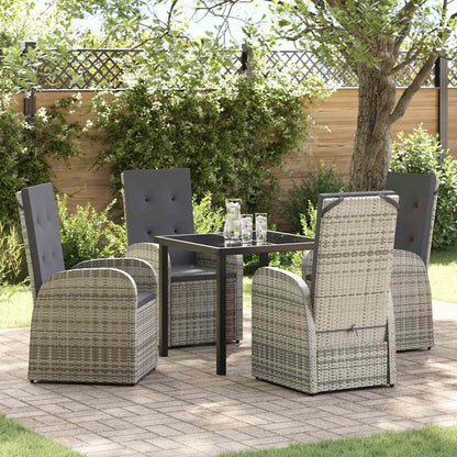 Set da Pranzo per Giardino con cuscino 5 pcs Grigio polyrattan