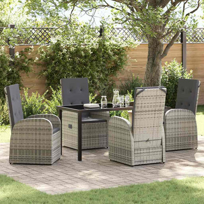 Set da Pranzo per Giardino con cuscino 5 pcs Grigio polyrattan