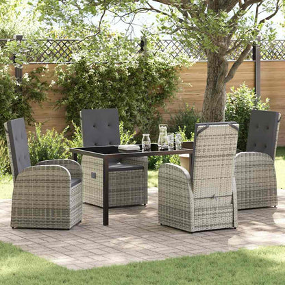 Set da Pranzo per Giardino con cuscino 5 pcs Grigio polyrattan