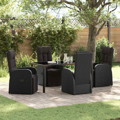 Set da Pranzo per Giardino con cuscino 5 pcs Nero polyrattan