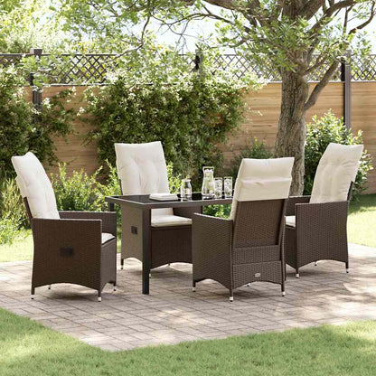 Set da Pranzo per Giardino con cuscino 5 pcs Marrone polyrattan