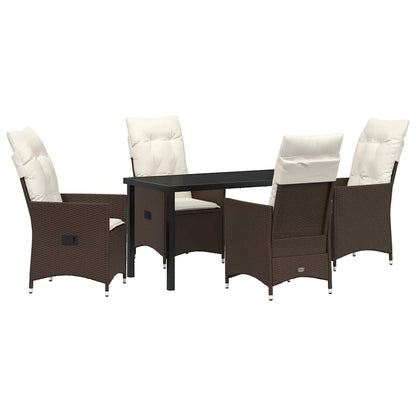 Set da Pranzo per Giardino con cuscino 5 pcs Marrone polyrattan