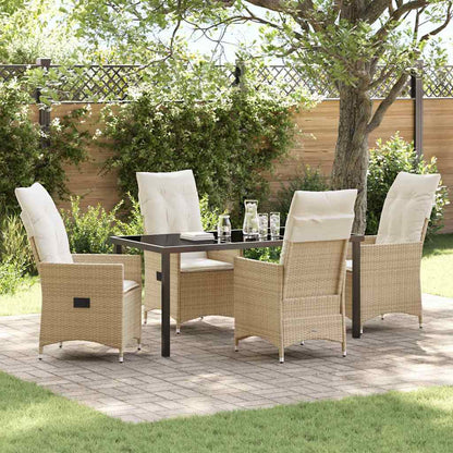 Set da Pranzo per Giardino con cuscino 5 pcs Beige polyrattan