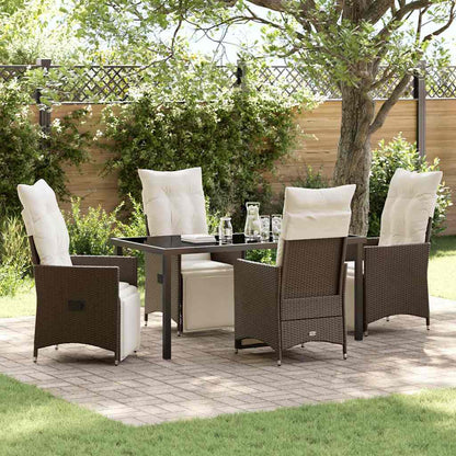 Set da Pranzo per Giardino con cuscino 5 pcs Marrone polyrattan
