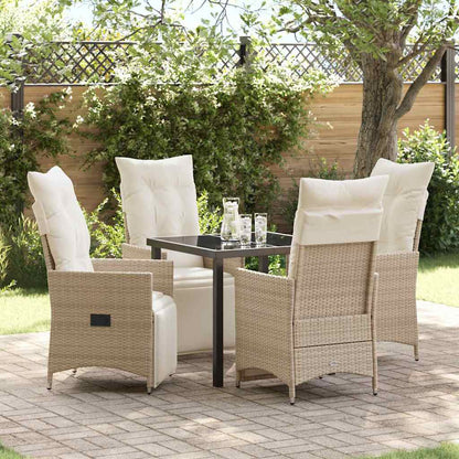 Set da Pranzo per Giardino con cuscino 5 pcs Beige polyrattan