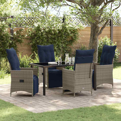 Set di tavolo e sedie con cuscino 5 pcs Grigio Rattan in PE