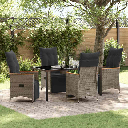 Set da Pranzo per Giardino con cuscino 5 pcs Grigio polyrattan
