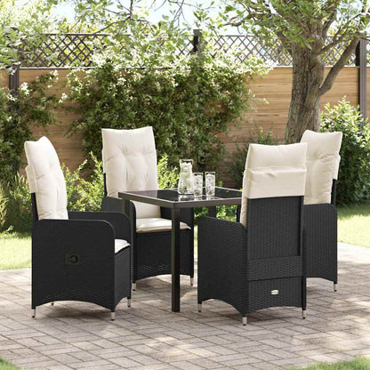 Set da Pranzo per Giardino con cuscino 5 pcs Nero polyrattan