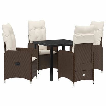 Set da Pranzo per Giardino con cuscino 5 pcs Marrone polyrattan