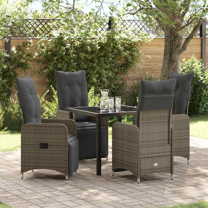 Set da Pranzo per Giardino con cuscino 5 pcs Grigio polyrattan
