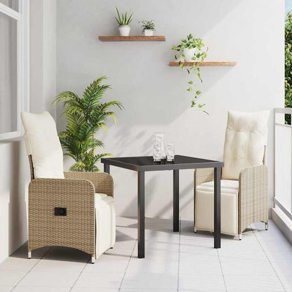 Set da Pranzo per Giardino con cuscino 3 pcs Beige polyrattan