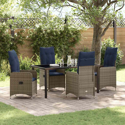 Set di tavolo e sedie con cuscino 5 pcs Grigio Rattan in PE