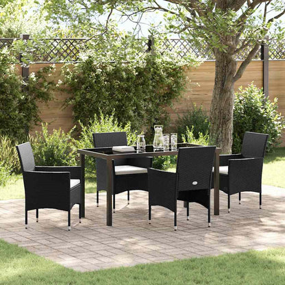 Set da Pranzo per Giardino con cuscino 5 pcs Nero polyrattan