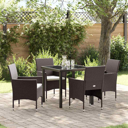 Set da Pranzo per Giardino con cuscino 5 pcs Marrone polyrattan