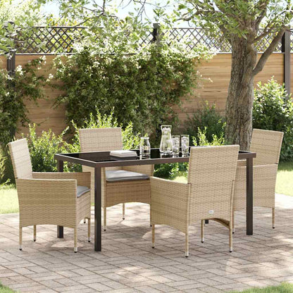 Set da Pranzo per Giardino con cuscino 5 pcs Beige polyrattan