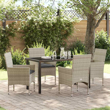 Set da Pranzo per Giardino 5 pcs Grigio chiaro polyrattan