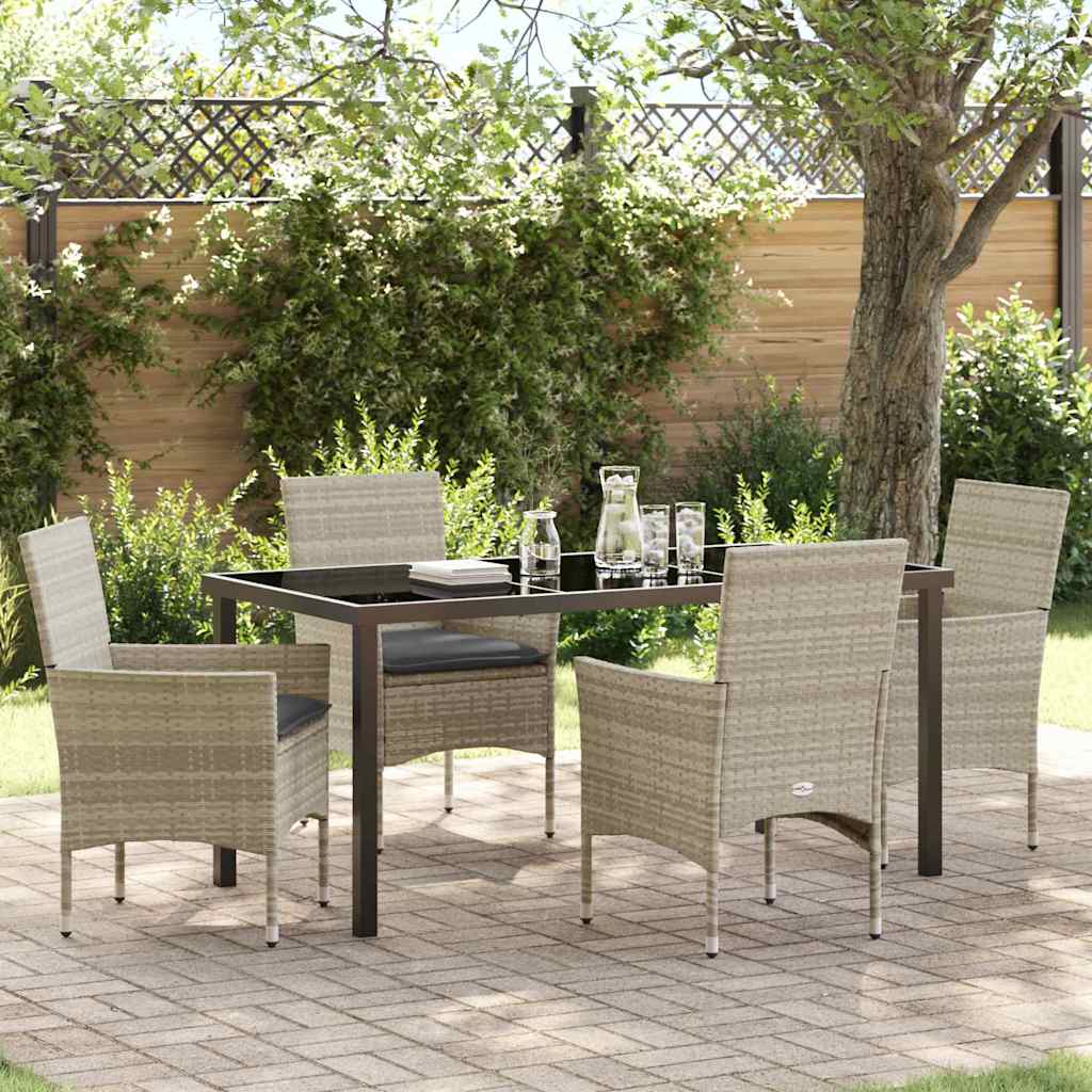 Set da Pranzo per Giardino 5 pcs Grigio chiaro polyrattan