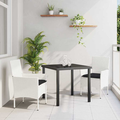 Set da Pranzo per Giardino con cuscino 3 pcs Bianco polyrattan
