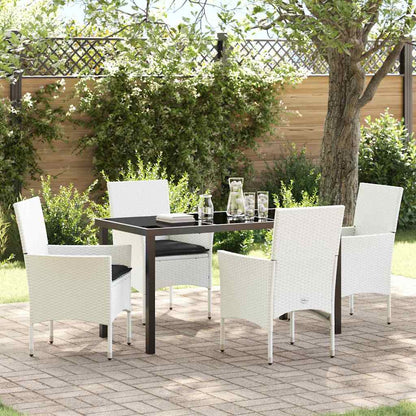 Set da Pranzo per Giardino con cuscino 5 pcs Bianco polyrattan