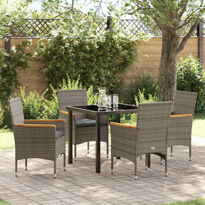 Set da Pranzo per Giardino con cuscino 5 pcs Grigio polyrattan