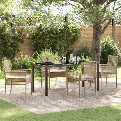 Set da Pranzo per Giardino con cuscino 5 pcs Beige polyrattan